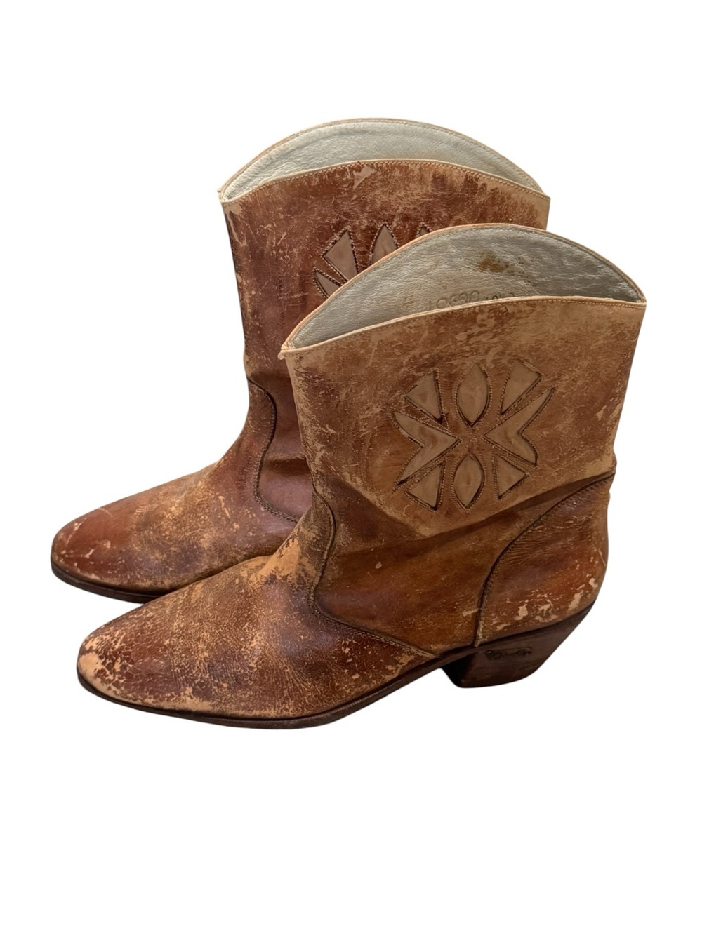 Jean Pier Clemente Logan brown leather  Vintage Distressed cowboy boots